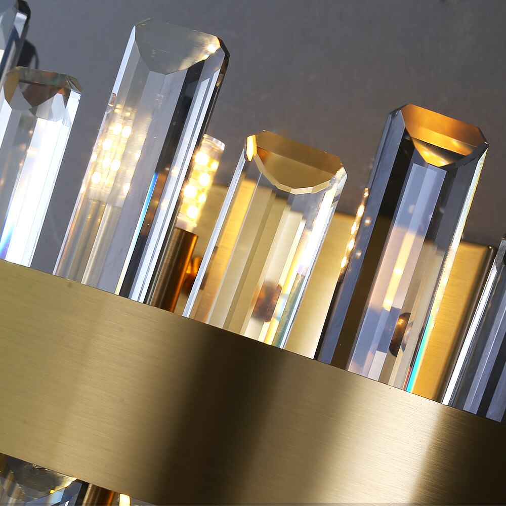 Stainless steel frame and crystal detailing on modern wall light